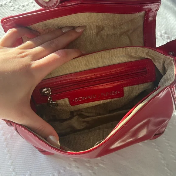 Donald J. Pliner Red Leather Shoulder Bag - Picture 4 of 7